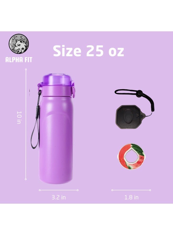 ألفا فت زجاجة ماء Alpha Fit 25 أونصة بنفسجي مع 5 كبسولات عطرية – ستانلس ستيل عازلة مع شفاط، مانعة للتسرب ومتوافقة مع كبسولات Air Up - Image 5