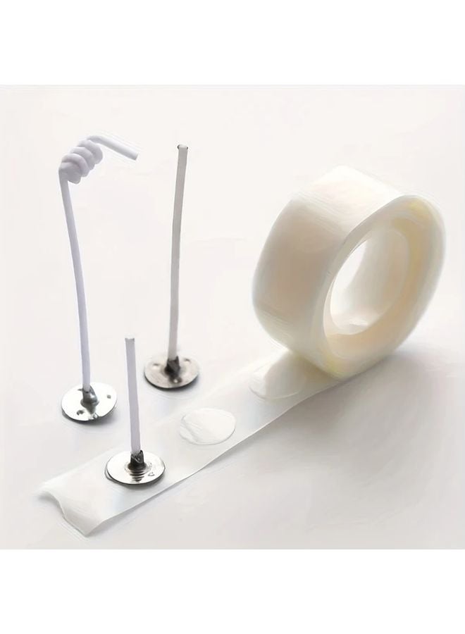White Double Sided Adhesive Dots Roll 100pcs For Candle Wicks Balloons DIY Crafts - Image 1