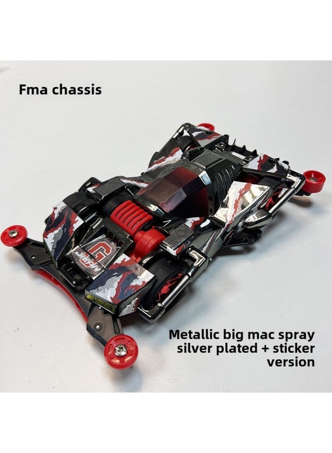 Jiepin Mini 4WD Assembled Model MS Segmented Chassis Inner Shock-absorber Series Mikado Superstar Science And Education Racing Car-Color:Silver Big Mac [spray Painted Version] - Image 1