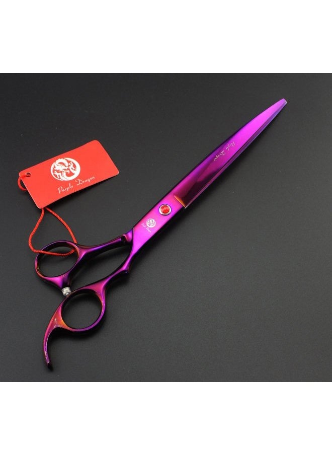 Purple Dragon - 8.0 inch Professional Pet Grooming Scissors,Dog Straight Shear, Thinning/Blending Scissor & 2 PCS Curved Shear with Bag (Purple) - Image 1