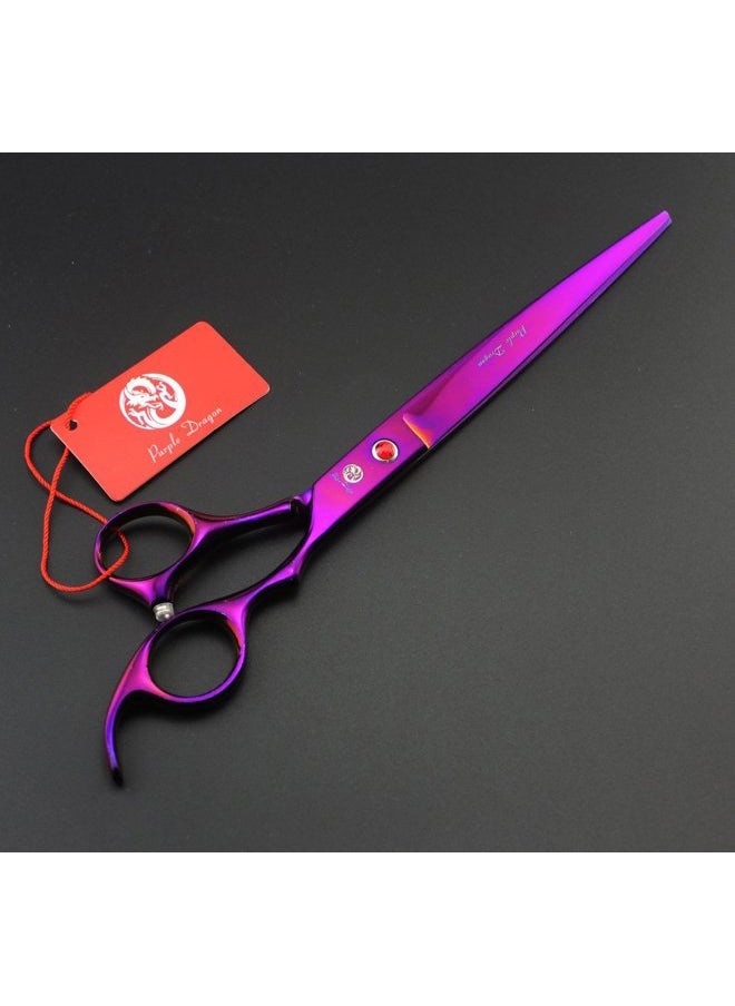 Purple Dragon - 8.0 inch Professional Pet Grooming Scissors,Dog Straight Shear, Thinning/Blending Scissor & 2 PCS Curved Shear with Bag (Purple) - Image 1