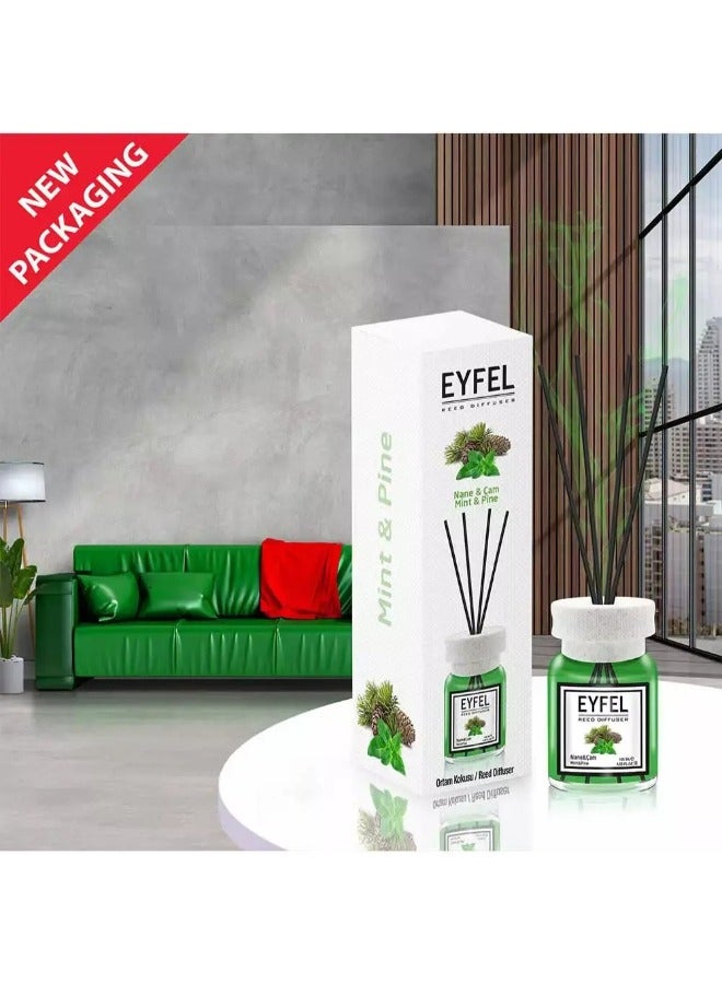 بايكو فواحة أعواد عطرية من إيفيل بالنعناع والصنوبر - 120 مل | أفضل عطر منزلي | ناشر رائحة عطر إيفل طويل الأمد | تعزيز أجواء المنزل برائحة النعناع والصنوبر | مثالية لغرف المعيشة وغرف النوم - Image 1