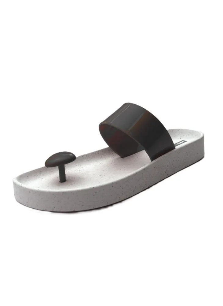 Voices Smooth Stone Women'S Anti Slip Sole  Colored Strap Sandals - White/Black