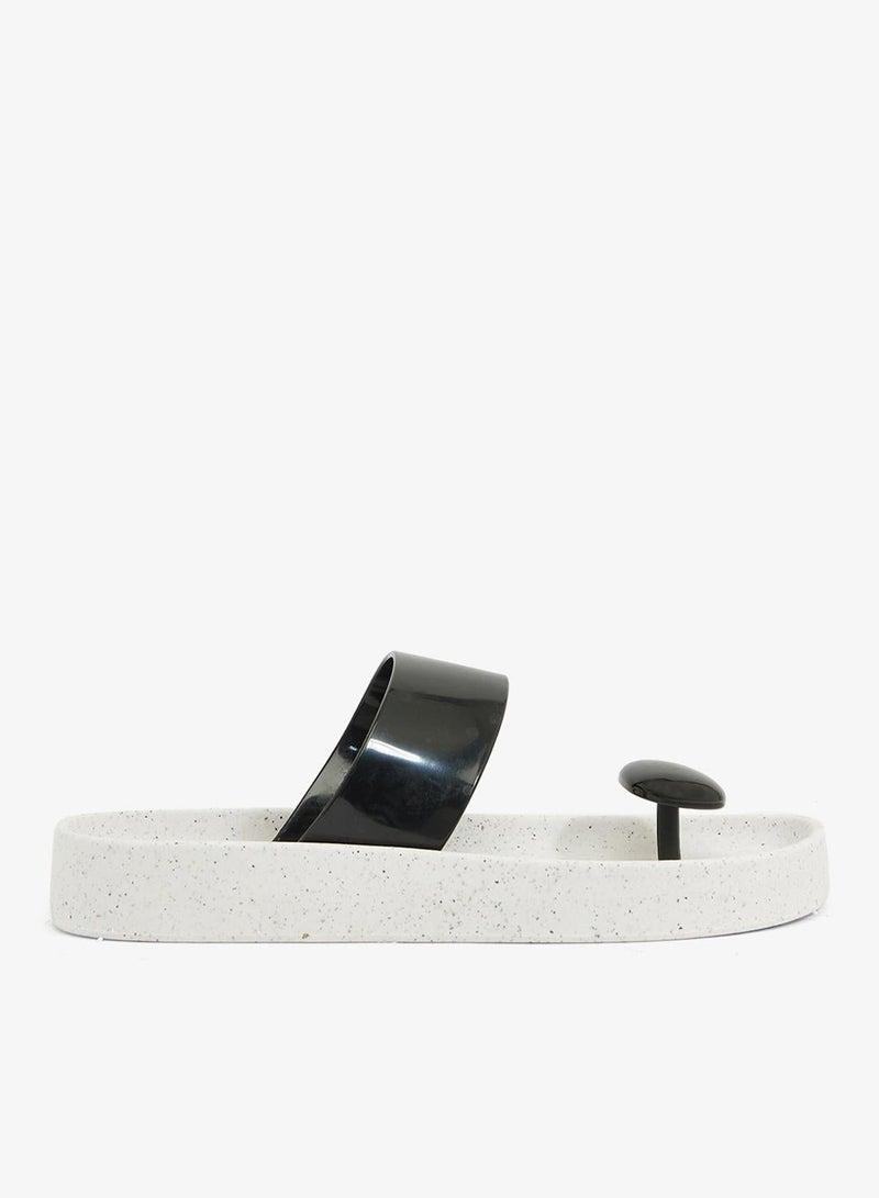 Voices Smooth Stone Women'S Anti Slip Sole  Colored Strap Sandals - White/Black - Image 1