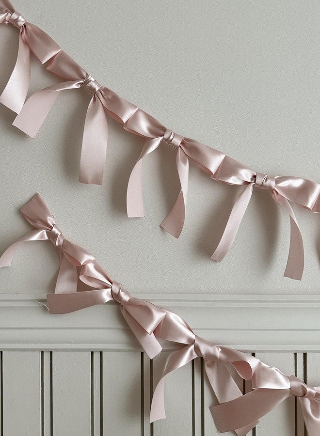 Eanjia Bow Knot Garland | 6ft Linking Satin Bow Banner with 3ft Extend Ribbon for Coquette Bachelorette Party, Baby Shower,Bridal Shower Wedding Baby Room Bed Decor (Dusk Rose, 6ft) - Image 3