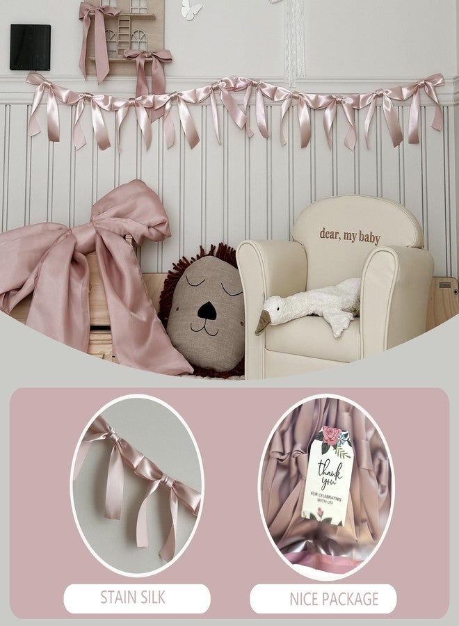 Eanjia Bow Knot Garland | 6ft Linking Satin Bow Banner with 3ft Extend Ribbon for Coquette Bachelorette Party, Baby Shower,Bridal Shower Wedding Baby Room Bed Decor (Dusk Rose, 6ft) - Image 4