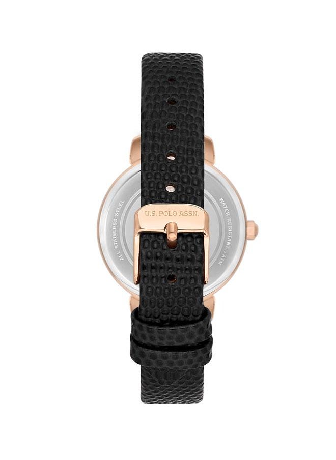 U.S. Polo Assn. U.S. Polo Assn. Stile Ladies' 32mm Watch with Black Dial & Rose Gold Accents on Black Leather Strap - USPA2077-01, Boldly Stylish Sophistication  - Image 3