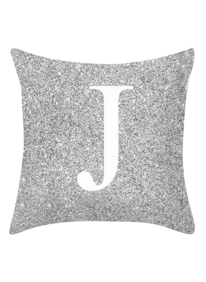 Letter Printed Throw Pillow Case Metallic Silver 18x8x18centimeter