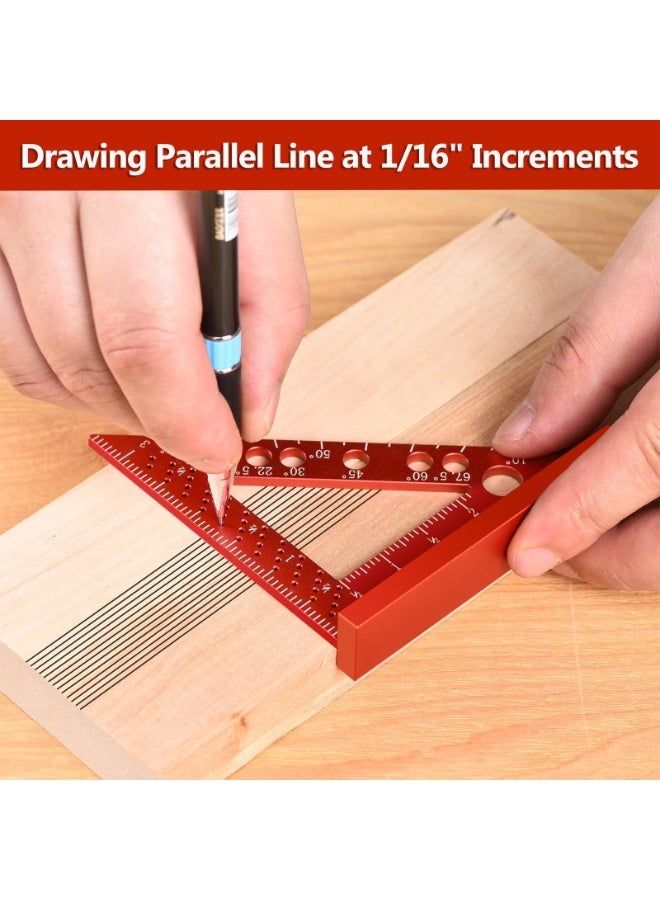 Small Square Tool with 0.7mm Automatic Pencil Fixed Miter Angle Pin 90 Degree Mini Woodworking Square Precision Woodworking Machinist Measuring Square for Marking Gauge Furniture and Cab - Image 3