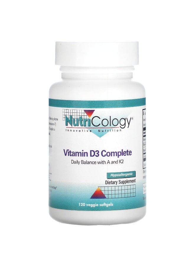 Nutricology Nutricology, Vitamin D3 Complete , 120 Veggie Softgels  - Image 1
