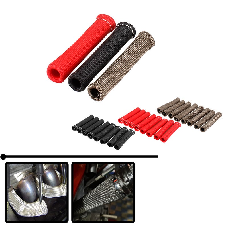 RASTP Exhaust Pipe Spark Plug Protection Heat Insulation Sleeve - Basalt Fiber, 8-Piece Set - Image 1