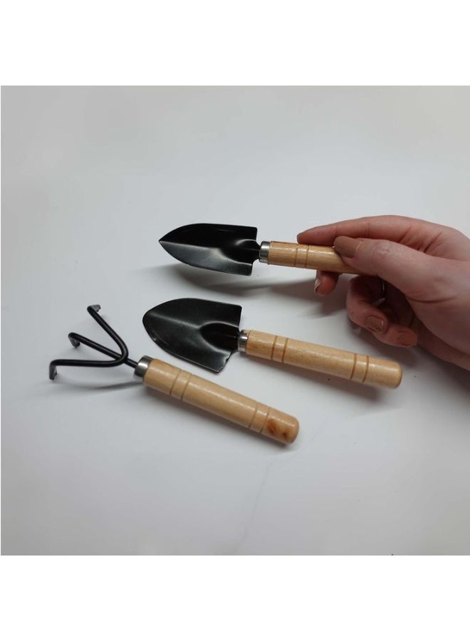 Miniature Gardening Tool Set, 3 Pcs Wooden Handles 2 Shovels and 1 Picker for Indoor Plants and Succulent Care - Image 2
