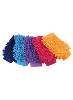 Vararo Vararo Microfiber Super Soft Hand Glove Pack of 4 Duster Washing Mitt Single Side Gloves Random Color 