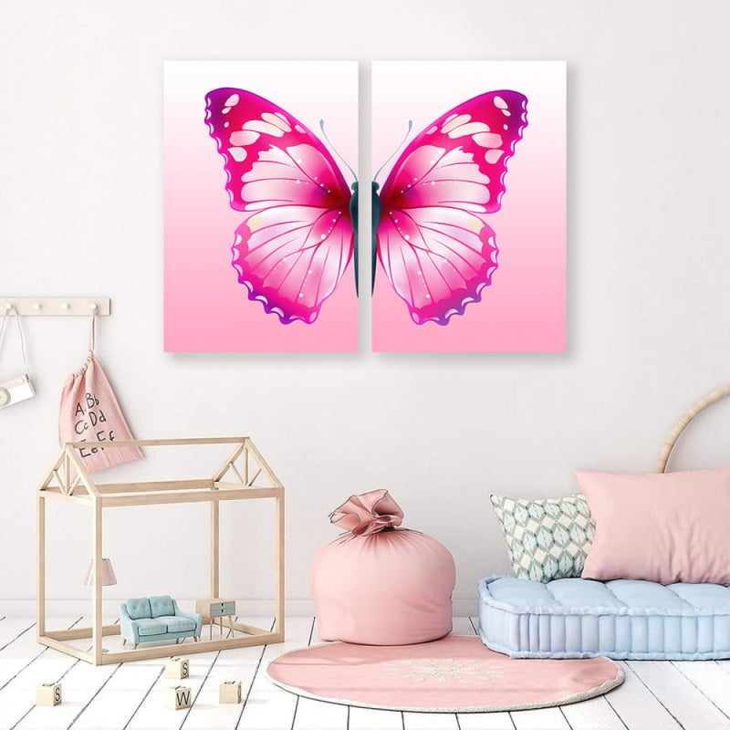 ماركتنا لوحة قماشية ثنائية بتصميم فراشة بمقاس اجمالي 80×60 سم - Image 1