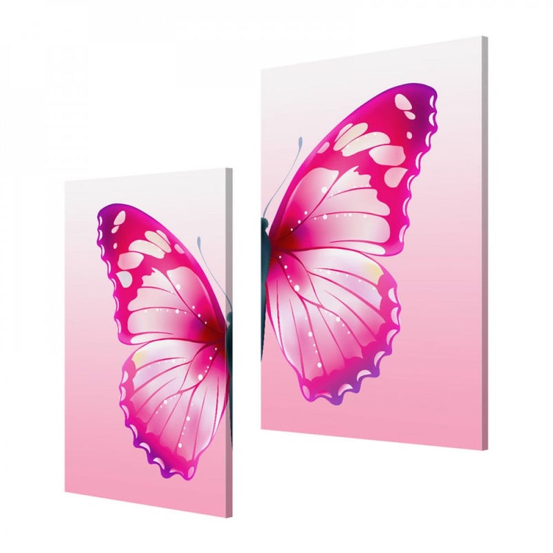 ماركتنا لوحة قماشية ثنائية بتصميم فراشة بمقاس اجمالي 80×60 سم - Image 2