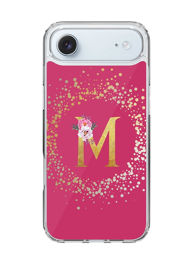 Stylizedd Classic Clear MagSafe Case for iPhone 17 Air , Hybrid Soft Case Flexible Edges Anti Drop TPU PC Gel Thin Transparent Cover [ Designed for iPhone 17 Air ] - Custom Monogram Initial Letter Floral Pattern Alphabet - M ( Deep Pink Rose )