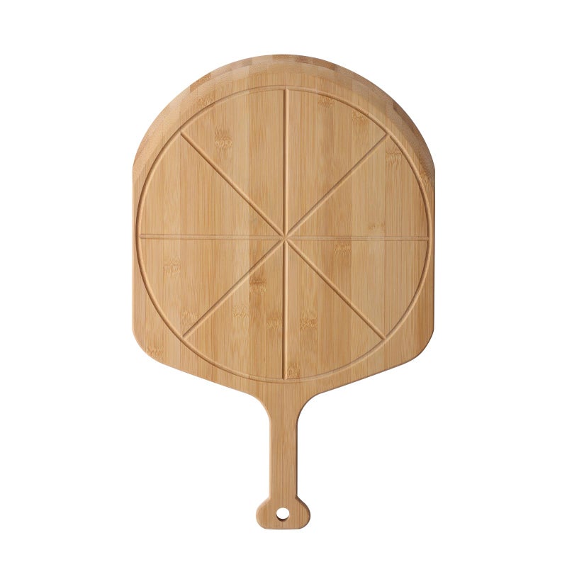 Fiery Chef 18 Bamboo Pizza Peel  Lightweight Smooth Wooden Pizza Paddle and Pizza Cutting Board with 8 Slice Grooves Outdoor Pizza Oven Accessories 256 Inch x 18 Inch