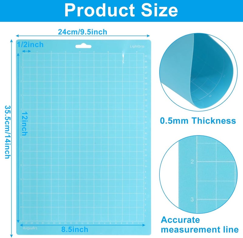 Moicstiy 4 Pcs Cutting Mat, 8.5x12Inch Reusable Adhesive Cutting Mats with Protective Film for Crafts, Cardstock, Iron On, Vinyl (Blue) - Image 3