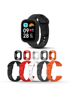 O Ozone (عبوة من 5) أشرطة سيليكون لساعة Redmi Watch 3 Active/Redmi Watch 3 Lite Band + حافظة ساعة للنساء والرجال - متعددة  - Image 1