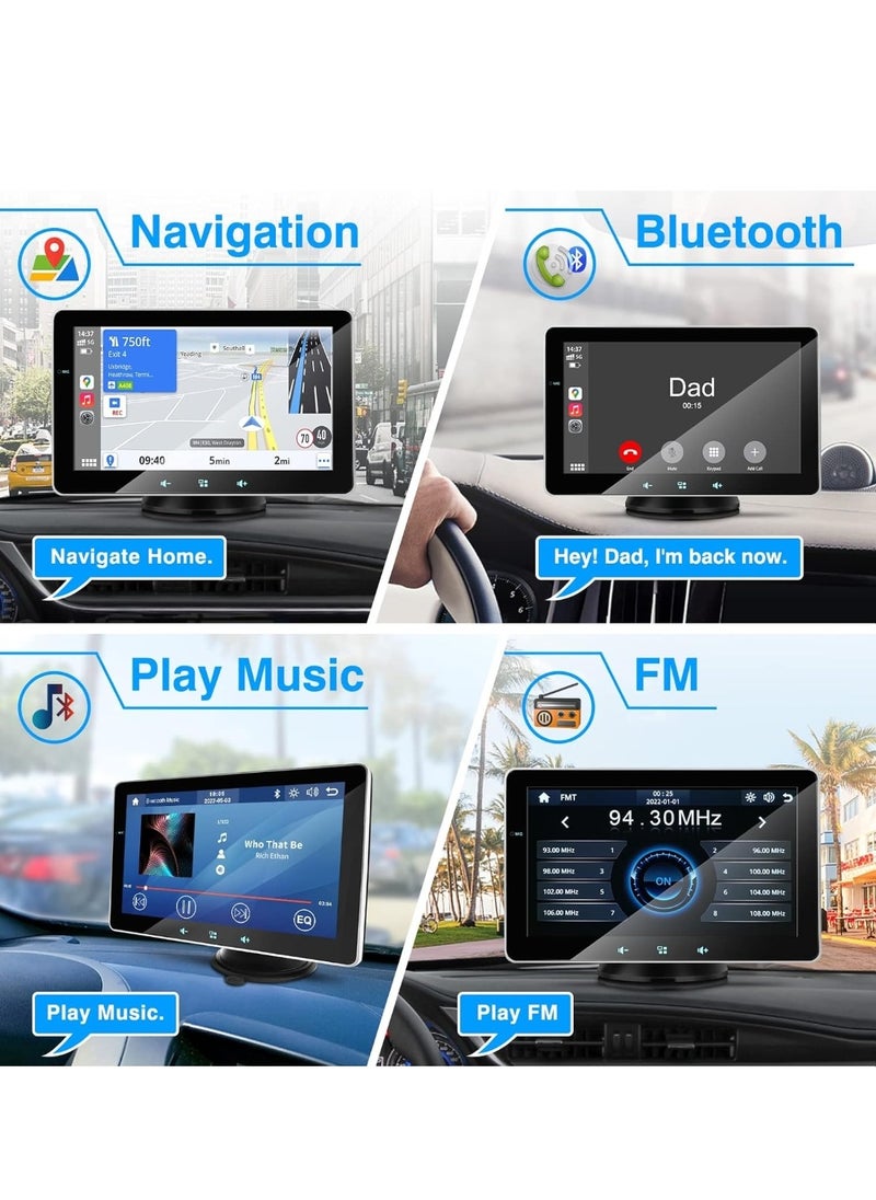 Vierex - Wireless Portable Apple Carplay Android Auto Apple Carplay Portable Car Stereo Audio Receiver 7 inch Touch Screen Car Play With Bluetooth WiFi GPS Navigation FM Radio MirrorLink Voice Control - Image 1