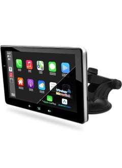 Wireless Portable Apple Carplay Android Auto Apple Carplay Portable Car Stereo Audio Receiver 7 inch Touch Screen Car Play With Bluetooth WiFi GPS Navigation FM Radio MirrorLink Voice Control