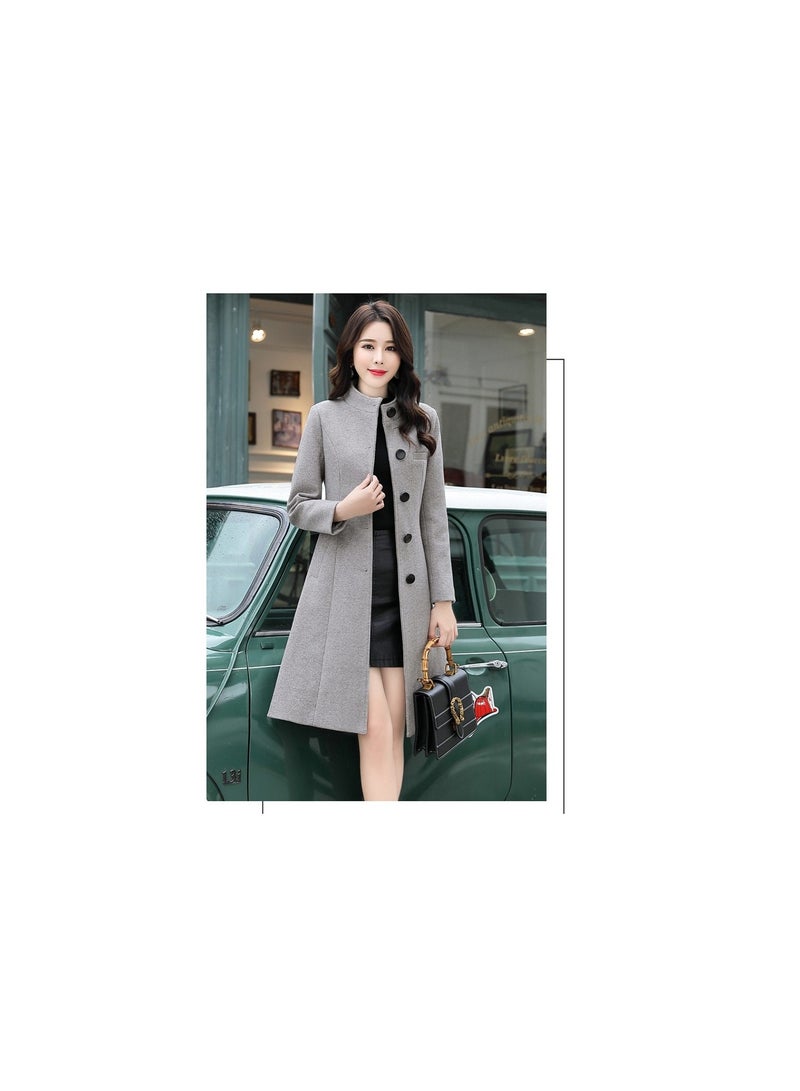 Loquat معطف شتوي طويل عالي الجودة للنساء باللون الرمادي - Image 1