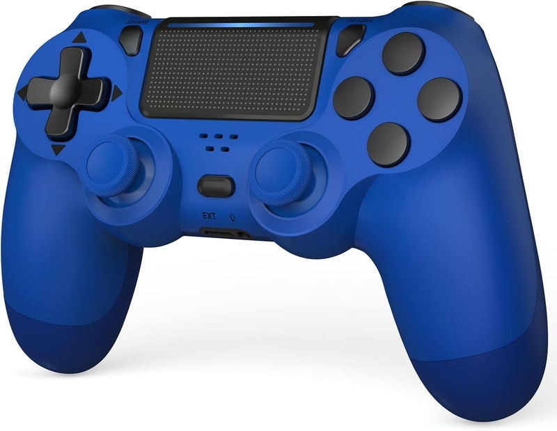 TIANHOO وحدة تحكم TIANHOO لاسلكية لـ PS4، مع ردود فعل اهتزازية، واستشعار الحركة، ولوحة لمس، وشريط ضوئي، ومشاركة، ومكبر صوت، ومقسم سماعة رأس 3.5 مم (أزرق) - Image 1