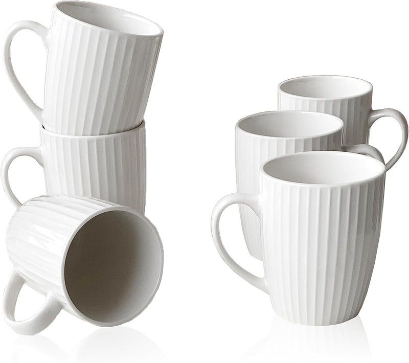 MIWARE 11 Ounce Porcelain Mugs Set of 6 Coffee Mugs for Tea Milk Hot Cocoa White - Image 1