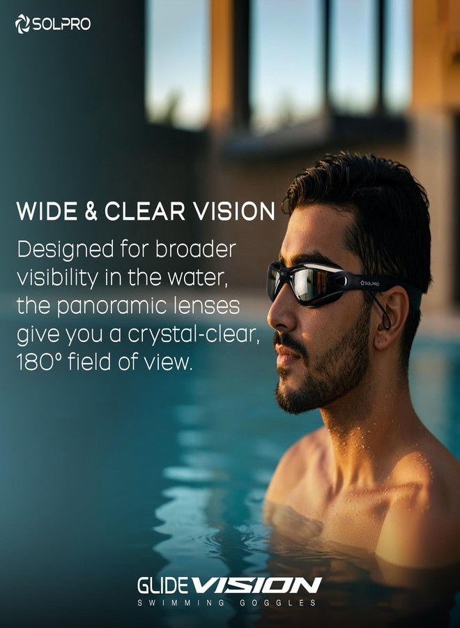 Solpro Glide Vision Unisex Adult Swimming Goggles for Women,Men,Boys,Girls,Teenagers,Athletes,Swimmers|2 in 1 with Built In Earplugs for Training,Competition in Pool,Beach,Water Sport,Activties(Black) - Image 4