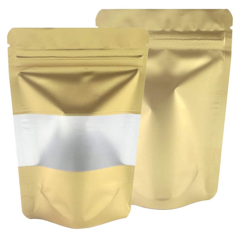 Deera DEERA Stand Up Ziplock Reusable Airtight Polyester Storage Pouch Gold120mmX200mmPack of 25  - Image 1