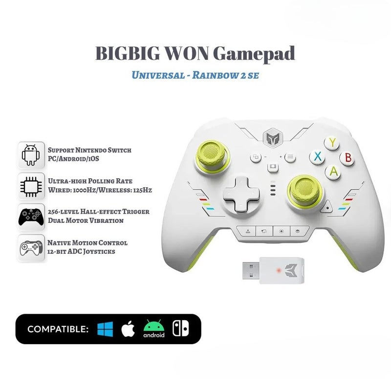 Bigbig WON Rainbow 2 SE Wireless Gaming Controller, Motion Control, Hall Effect Trigger for Switch/PC/Android/iOS, Green - Image 1