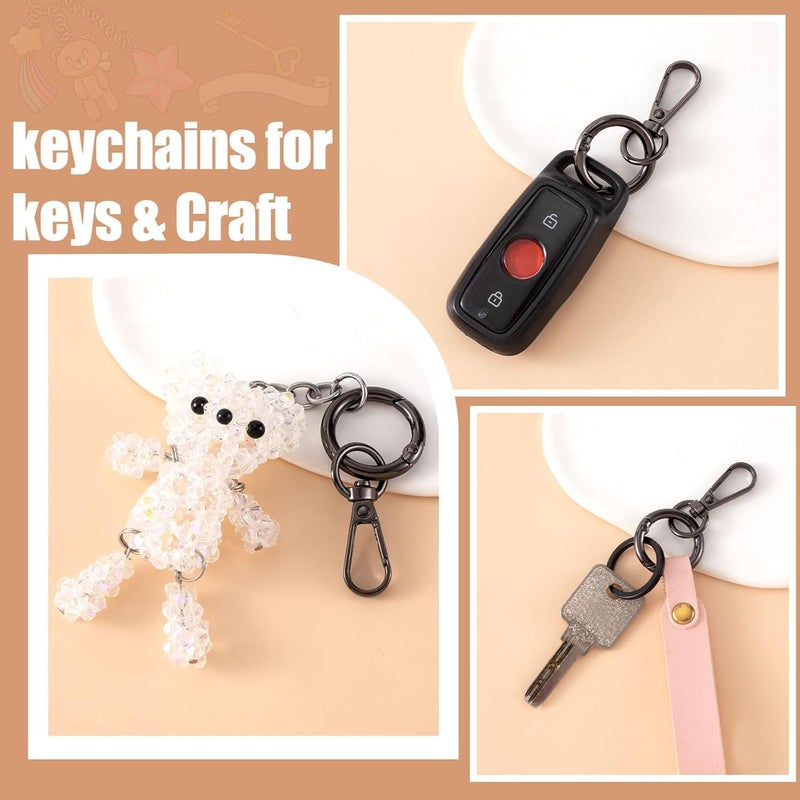 Double Opening Swivel Snap Hook Key Chain Clip Hooks Lobster Clasp Spring Clip Snap Hook with Ring for Keys Lanyards Jewelry DIY (BLACK) - Image 4
