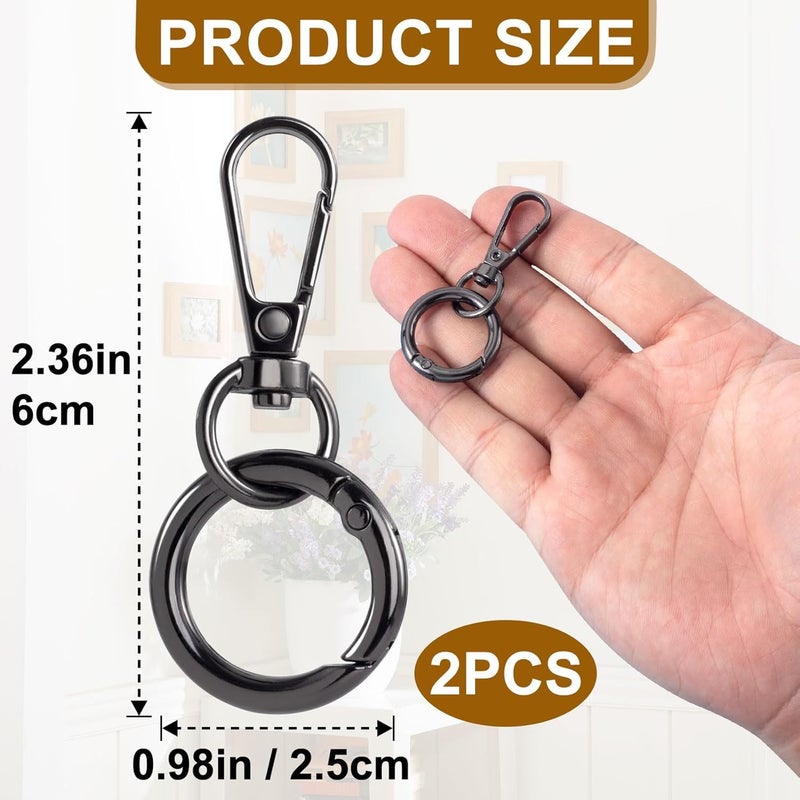 Double Opening Swivel Snap Hook Key Chain Clip Hooks Lobster Clasp Spring Clip Snap Hook with Ring for Keys Lanyards Jewelry DIY (BLACK) - Image 2