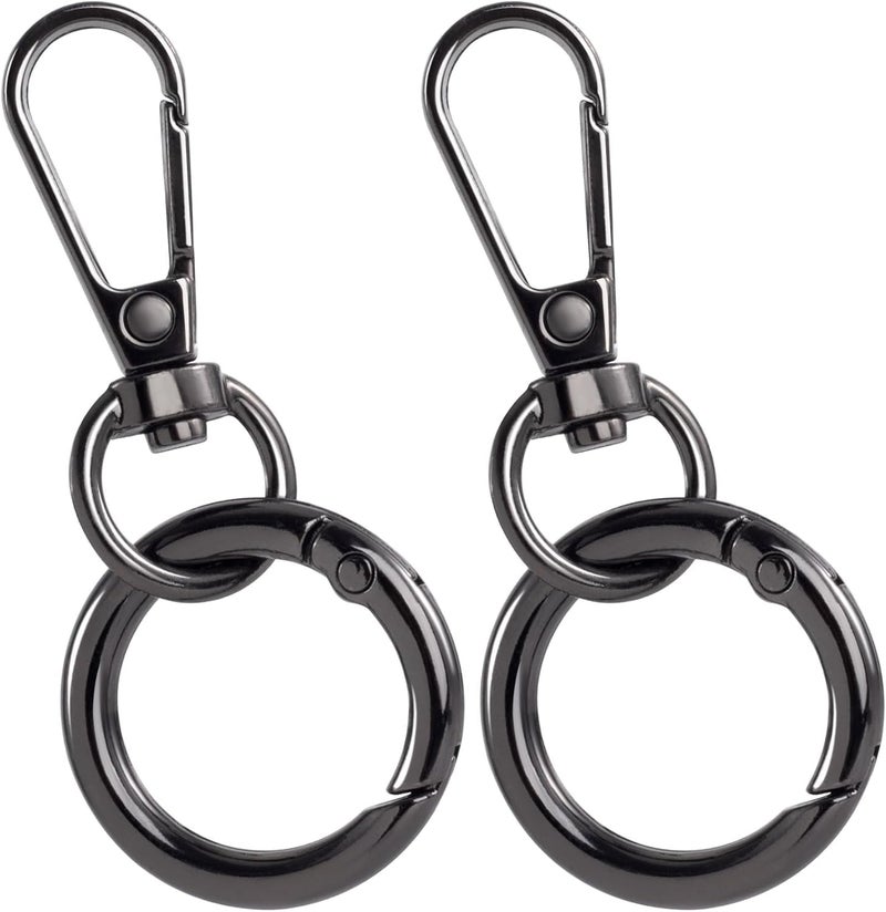 Double Opening Swivel Snap Hook Key Chain Clip Hooks Lobster Clasp Spring Clip Snap Hook with Ring for Keys Lanyards Jewelry DIY (BLACK) - Image 1