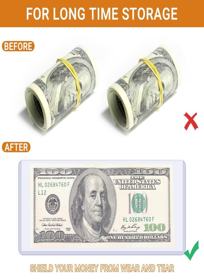 Enpoint 5 Pack Clear Currency Sleeves - Heavy Duty Dollar Bill Sleeves 6.9x2.9, Waterproof Money Holders Hard Plastic Sheet Protectors Currency Holder for Bills - Image 2