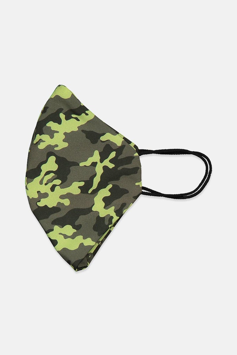TOPSHOP Women 1,Pc Camouflage Printed Face Mask, Green - Image 3