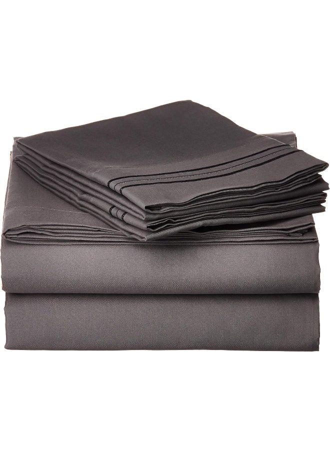 MattRest MattRest Luxury Silky-Soft 1800 Series Premium Collection - Wrinkle-Free 4-Piece Bed Sheet Set, Deep Pocket up to 16 inch, Full Grey  - Image 1