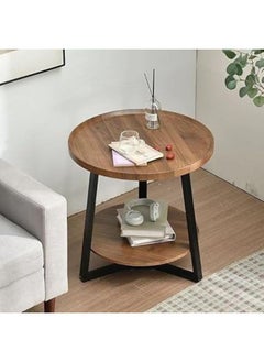 Harmony Home Harmony Home Modern Round Double-Layer Walnut Coffee Table, 60x60x55 cm – Light Luxury Style Table for Home & Living Room Decoration  - Image 4