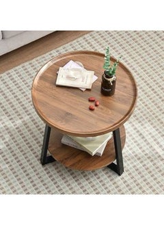 Harmony Home Harmony Home Modern Round Double-Layer Walnut Coffee Table, 60x60x55 cm – Light Luxury Style Table for Home & Living Room Decoration  - Image 5