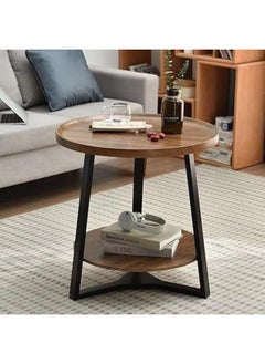 Harmony Home Harmony Home Modern Round Double-Layer Walnut Coffee Table, 60x60x55 cm – Light Luxury Style Table for Home & Living Room Decoration  - Image 2