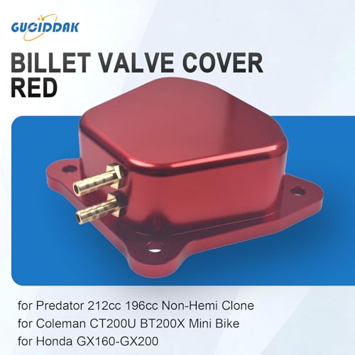 GUCIDDAK Billet Valve Cover for Predator 212cc 196cc Non-Hemi Clone,for Coleman CT200U BT200X Mini Bike,for Honda GX160-GX200, Red - Image 2