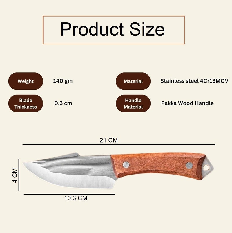 Kneefcy Meat Cleaver Knife Professional Chef Knife 4 Inch Boning Knife Stainless Steel Japanese Knives Leather Sheath for Outdoor Camping BBQ - Image 2