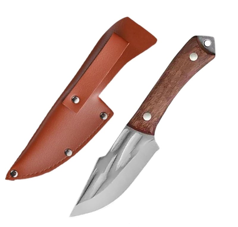 Kneefcy Meat Cleaver Knife Professional Chef Knife 4 Inch Boning Knife Stainless Steel Japanese Knives Leather Sheath for Outdoor Camping BBQ - Image 1