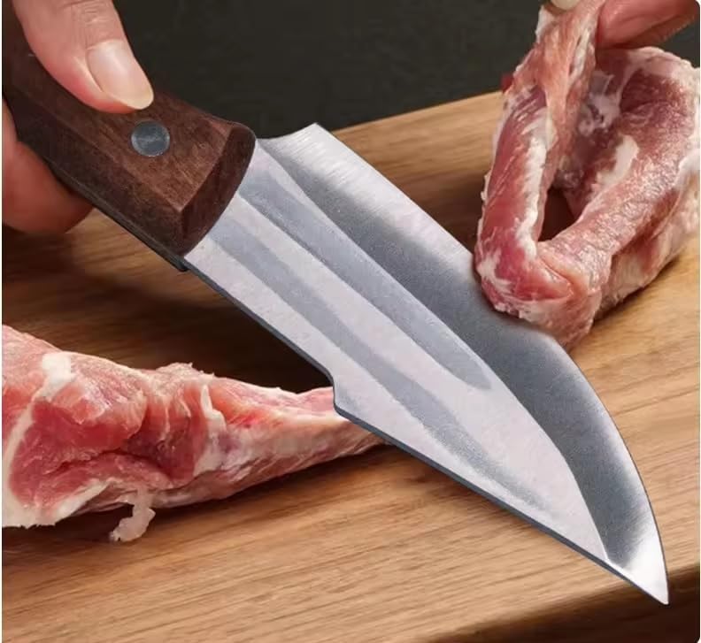 Kneefcy Meat Cleaver Knife Professional Chef Knife 4 Inch Boning Knife Stainless Steel Japanese Knives Leather Sheath for Outdoor Camping BBQ - Image 3