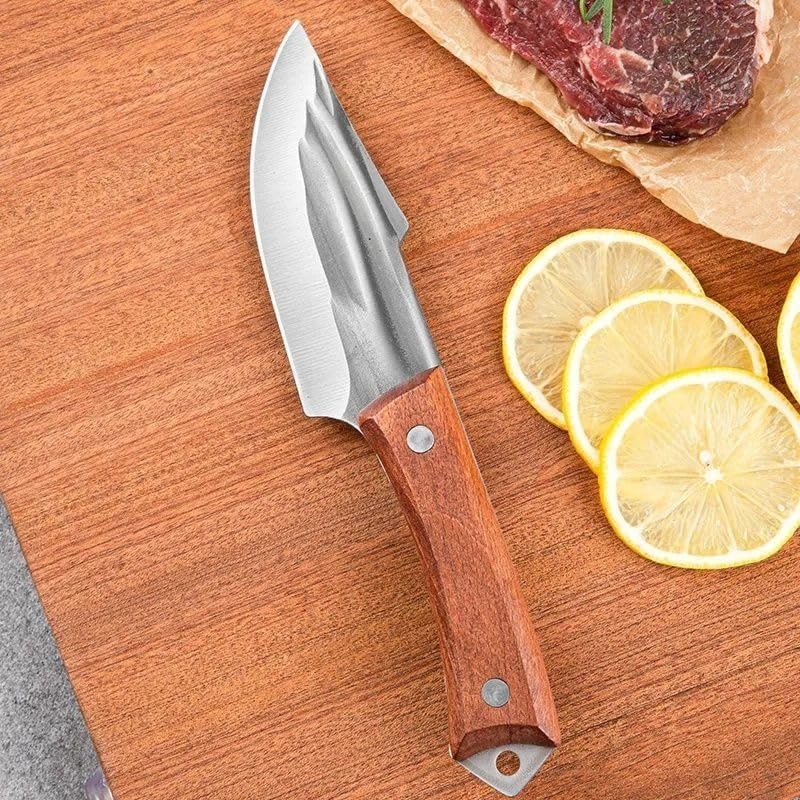 Kneefcy Meat Cleaver Knife Professional Chef Knife 4 Inch Boning Knife Stainless Steel Japanese Knives Leather Sheath for Outdoor Camping BBQ - Image 4