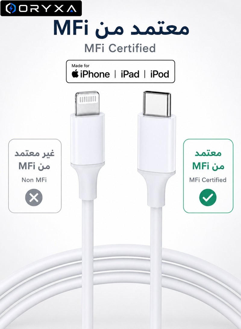 ORYXA MFi Certified iPhone Charger Cable 2M, USB C to Lightning Cable PD 20W Fast Charging, Lightning Charger Cord for iPhone 14/14 Pro/14 Plus/14 Pro Max, 13/12/11/XS/XR/X/8 Series, iPad - Image 1
