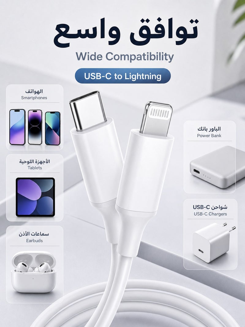 ORYXA MFi Certified iPhone Charger Cable 2M, USB C to Lightning Cable PD 20W Fast Charging, Lightning Charger Cord for iPhone 14/14 Pro/14 Plus/14 Pro Max, 13/12/11/XS/XR/X/8 Series, iPad - Image 3
