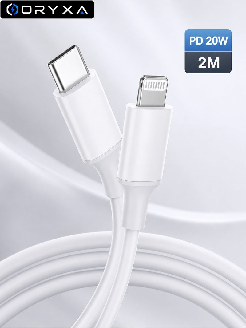 ORYXA MFi Certified iPhone Charger Cable 2M, USB C to Lightning Cable PD 20W Fast Charging, Lightning Charger Cord for iPhone 14/14 Pro/14 Plus/14 Pro Max, 13/12/11/XS/XR/X/8 Series, iPad - Image 1