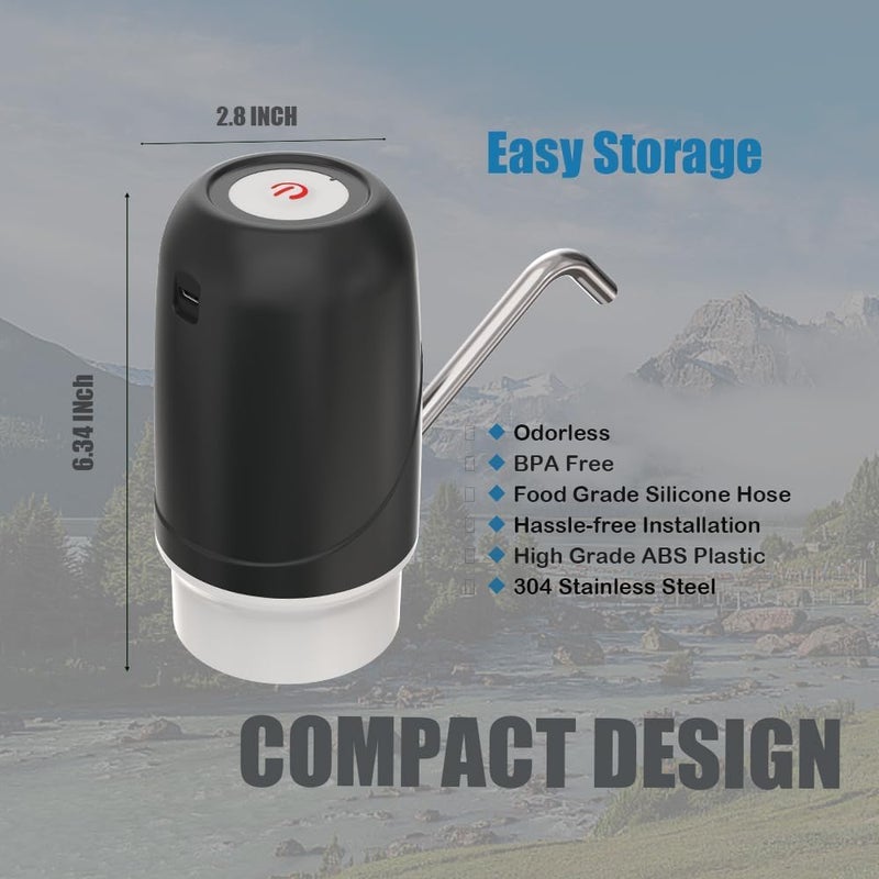 QLECT Automatic Water Dispenser for 20 Litre Bottle – USB Dc Water Pump with 1200 mAh Rechargeable Battery | Water Pressure Pump for Home Office Travel | Water Dispenser Pump for Hot and Cold Water - Image 2