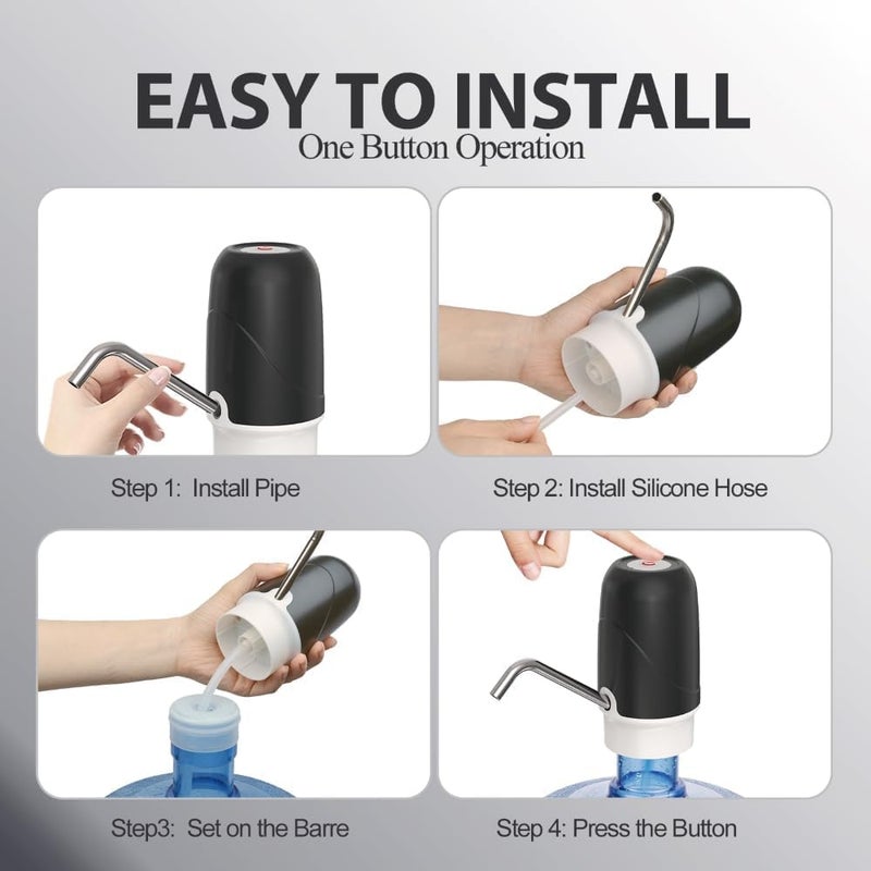 QLECT Automatic Water Dispenser for 20 Litre Bottle – USB Dc Water Pump with 1200 mAh Rechargeable Battery | Water Pressure Pump for Home Office Travel | Water Dispenser Pump for Hot and Cold Water - Image 4